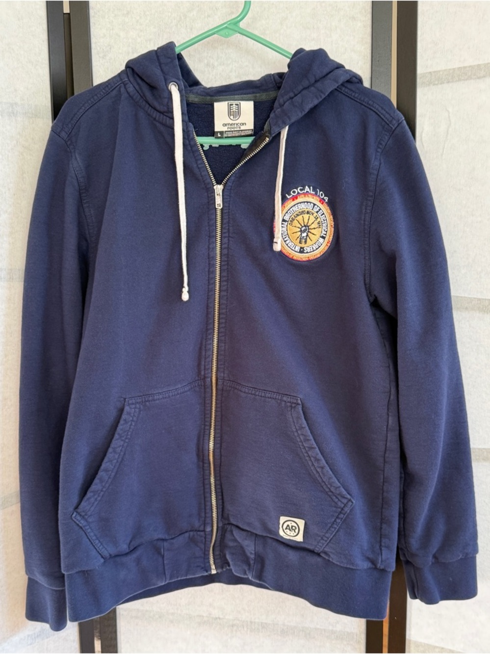 American Roots IBEW Local 104 Union Made Zip Hoodie Large Made in Maine